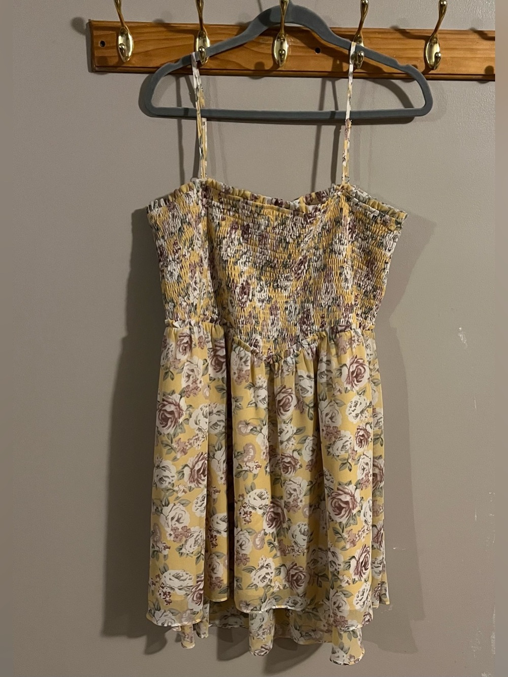 ARULA Yellow Floral Smocked Sundress